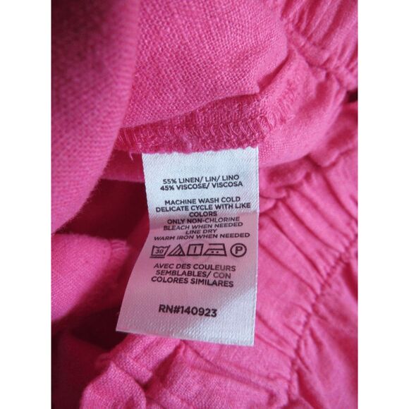 NWT LOFT High Waist Shorts  Linen Blend Pink Pull On Elastic Sz Small - Picture 5 of 5